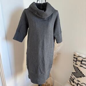 Lacoste Gray Quilted Cowl Neck Sweatshirt Short Sleeve Dress Size 32/ US 2